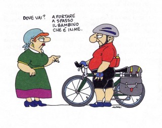 Una vignetta di Altan - Tre uomini in bicicletta 